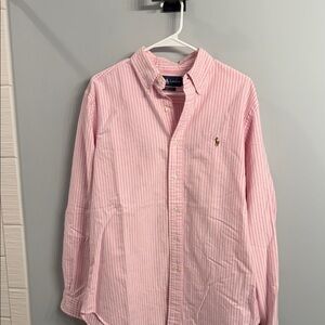 Ralph Lauren Pink and White Striped Button-Down Shirt